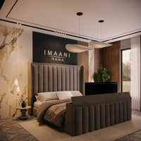 Diamond Grey Wingback TV Bed Frame