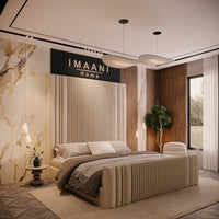 Toronto Cream Upholstered High Headboard Bed Frame
