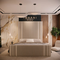 Toronto Cream Upholstered High Headboard Bed Frame