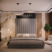 Sherlock Grey Upholstered High Panel Headboard Bed Frame
