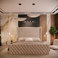 Lester Cream Chesterfield Wingback Bed Frame