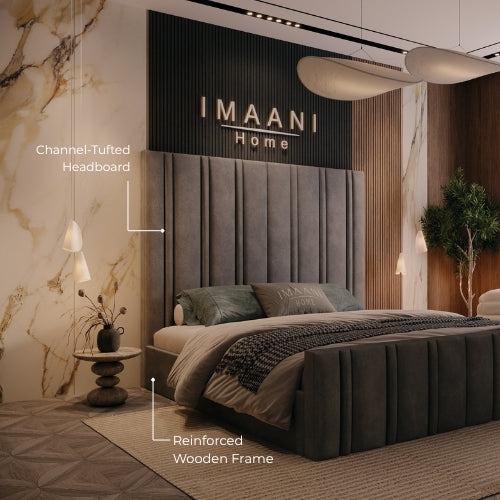 Channel-Tufted Headboard & Reinforced Wooden Frame