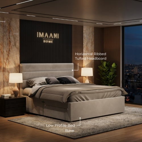 Horizontal Ribbed Tufting & Low Profile Bed Frame