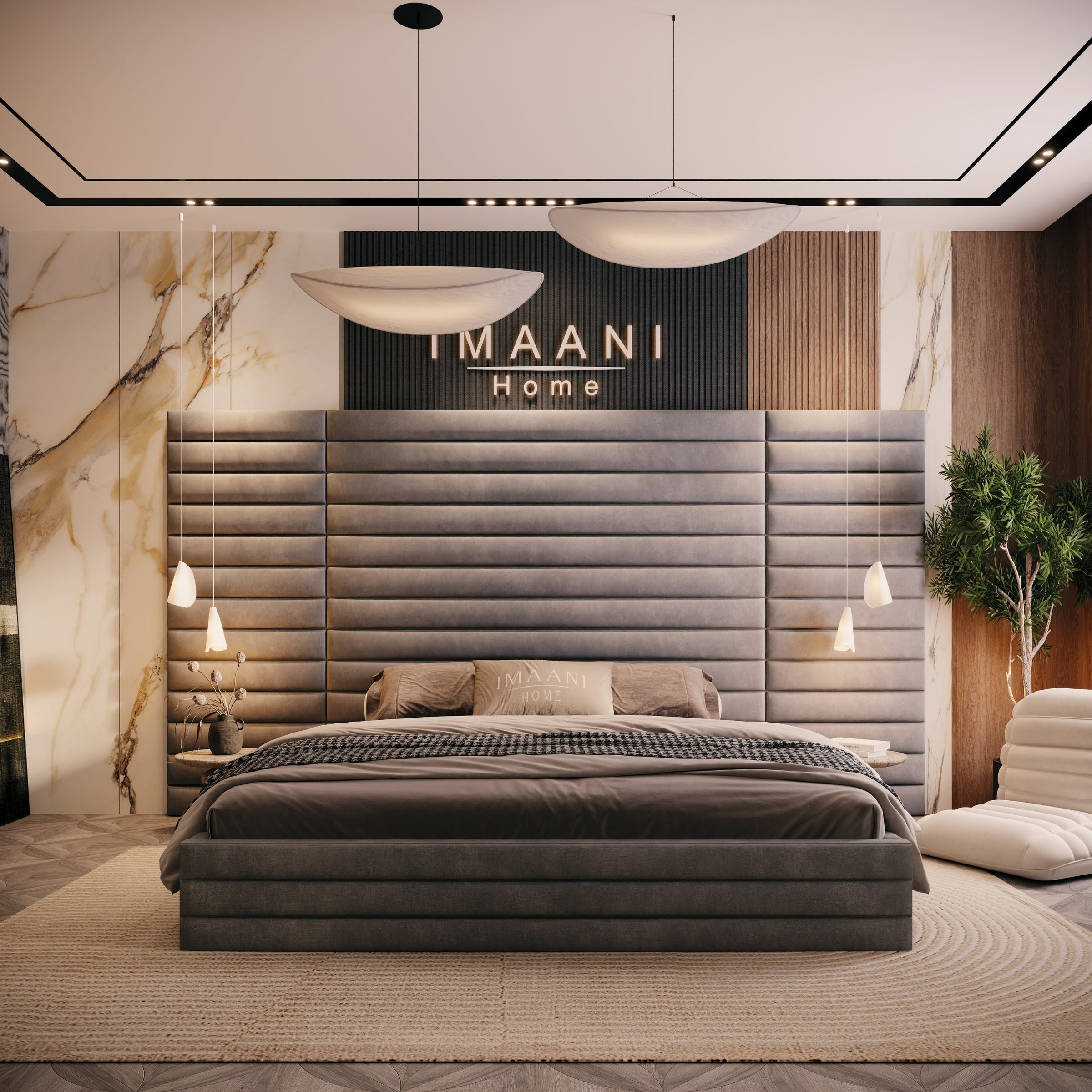 Leila Tall Headboard Upholstered Bed Frame