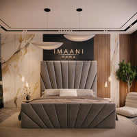Sophie Grey High Headboard Upholstered Bed Frame