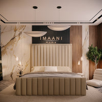 Paris Cream High Panel Headboard Upholstered Bed Frame