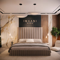 Marcello Taupe Upholstered High Panel Headboard Bed Frame
