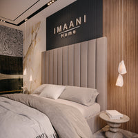 Marcello Taupe Upholstered High Panel Headboard Bed Frame