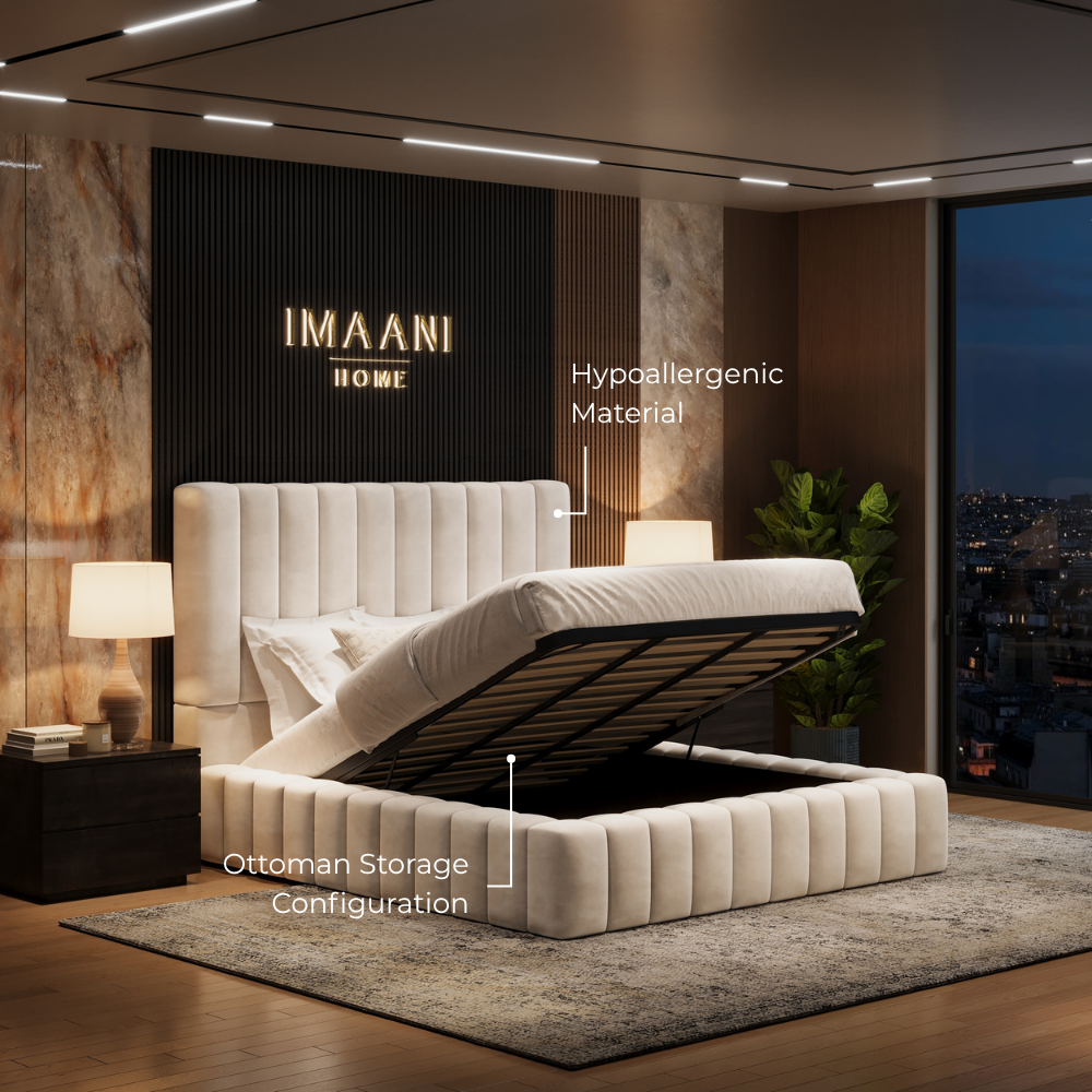 Hypoallergenic Fabric Material & Ottoman Storage Configuration