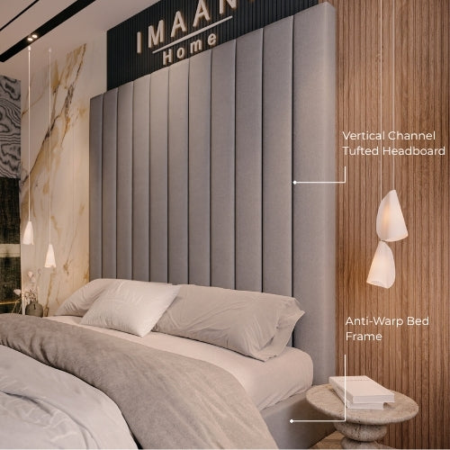 Vertical Channel Tufted Headboard & Anti-Warp Bed Frame