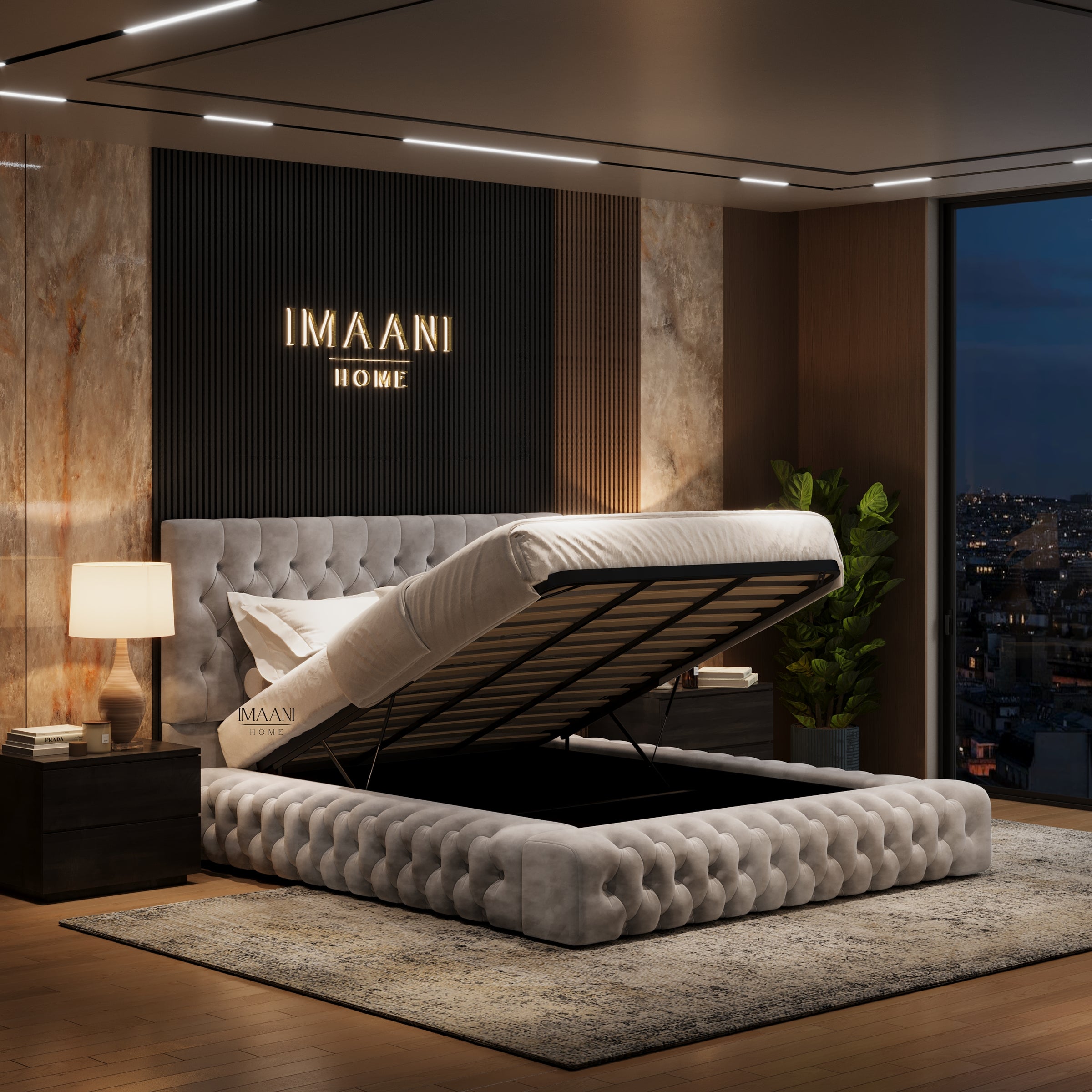 Francessca Silver Ambassador Ottoman Storage Bed Frame