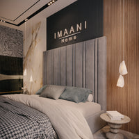 Hope Grey Velvet Upholstered Bed Frame with Tall Headboard