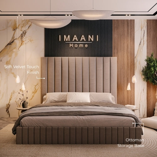 Soft Velvet Touch Finish & Ottoman Storage