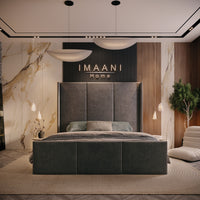 Birmingham Grey Velvet Wingback High Headboard Bed Frame