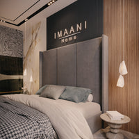Birmingham Grey Velvet Wingback High Headboard Bed Frame