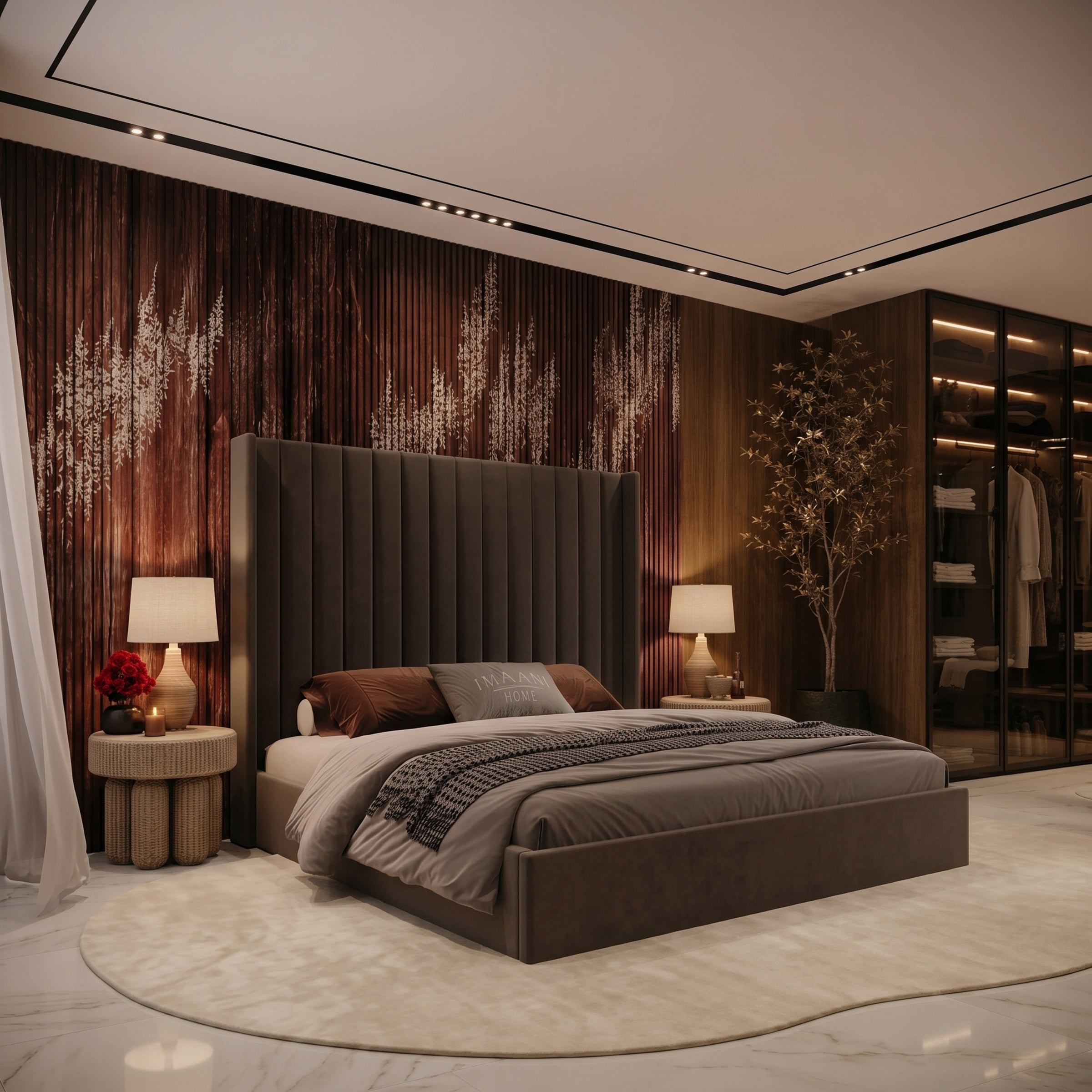 Victoria Wingback High Headboard Upholstered Bed Frame