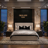 Elsa Black Border Upholstered Bed With Optional Ottoman Storage
