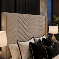 Harry Chevron Wingback Ottoman Bed with Optional Storage