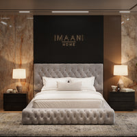 Francessca Silver Chesterfield Ottoman Storage Bed Frame