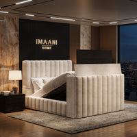 Kiara Cream Upholstered Ottoman Storage TV Bed Frame