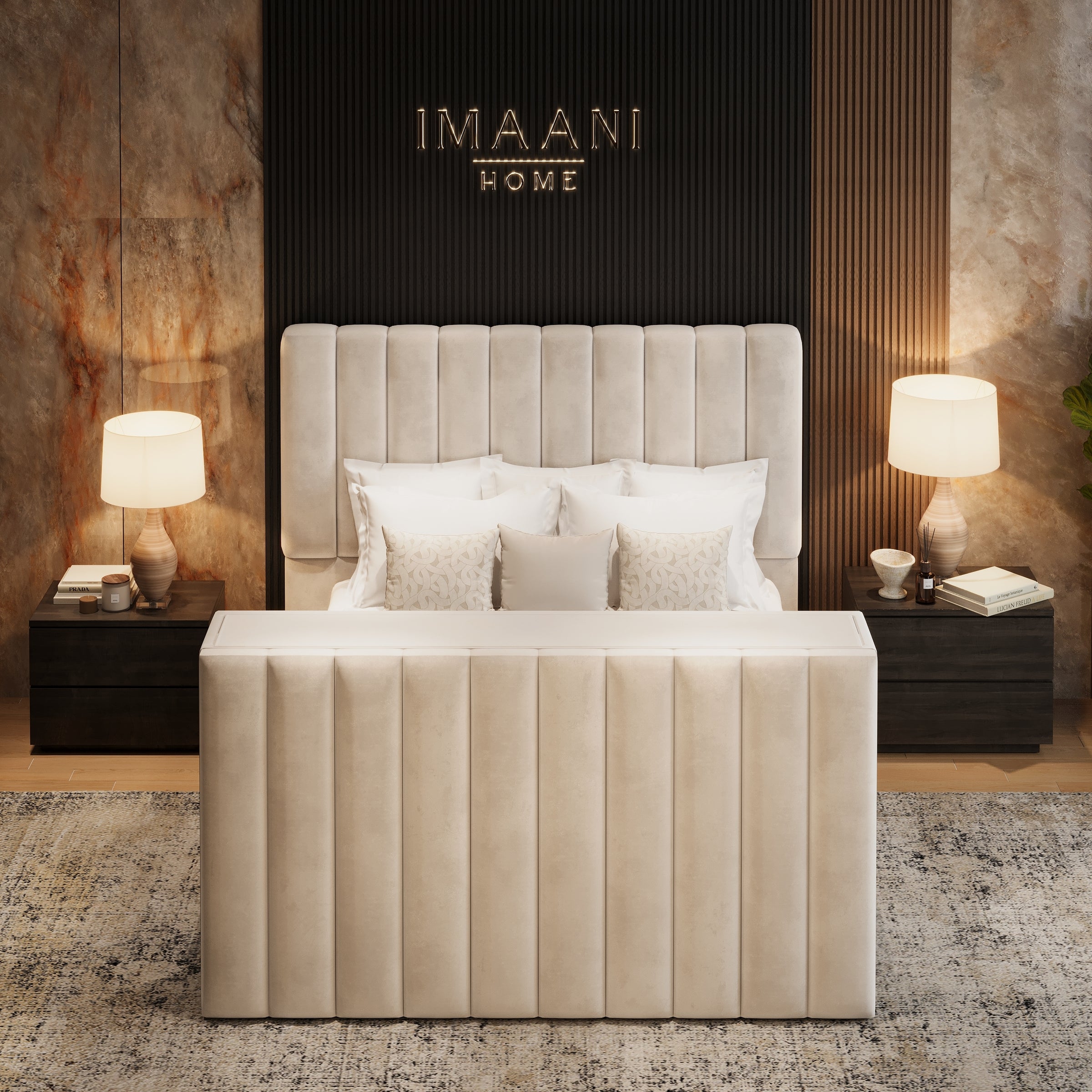 Kiara Cream Upholstered Ottoman Storage TV Bed Frame