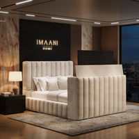 Kiara Cream Upholstered Ottoman Storage TV Bed Frame