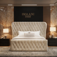 Cooper Cream Wingback Chesterfield Ottoman Storage Bed Frame