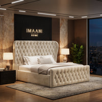 Cooper Cream Wingback Chesterfield Ottoman Storage Bed Frame