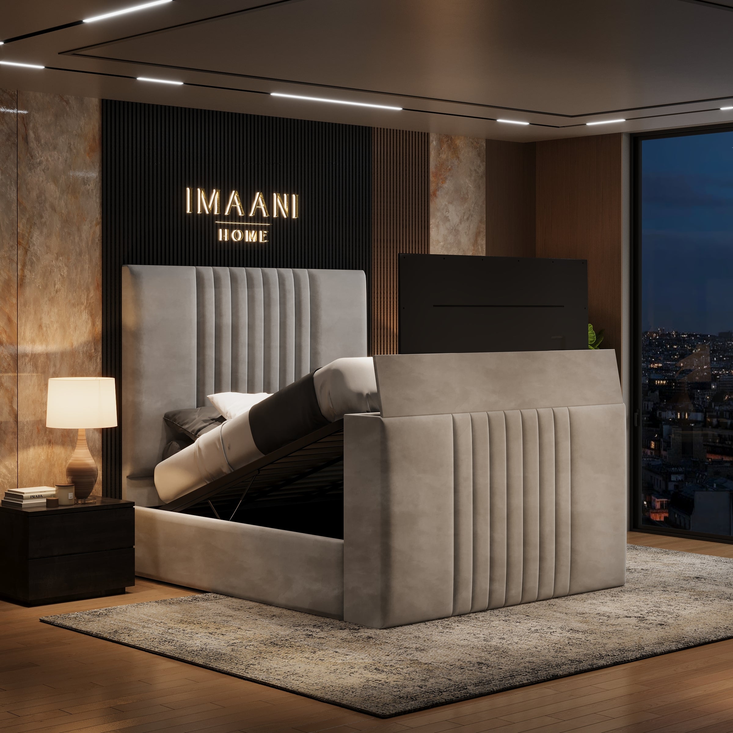 Langham Upholstered Ottoman Storage TV Bed Frame