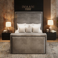 Armani Silver Velvet TV Bed Frame with Ottoman Storage