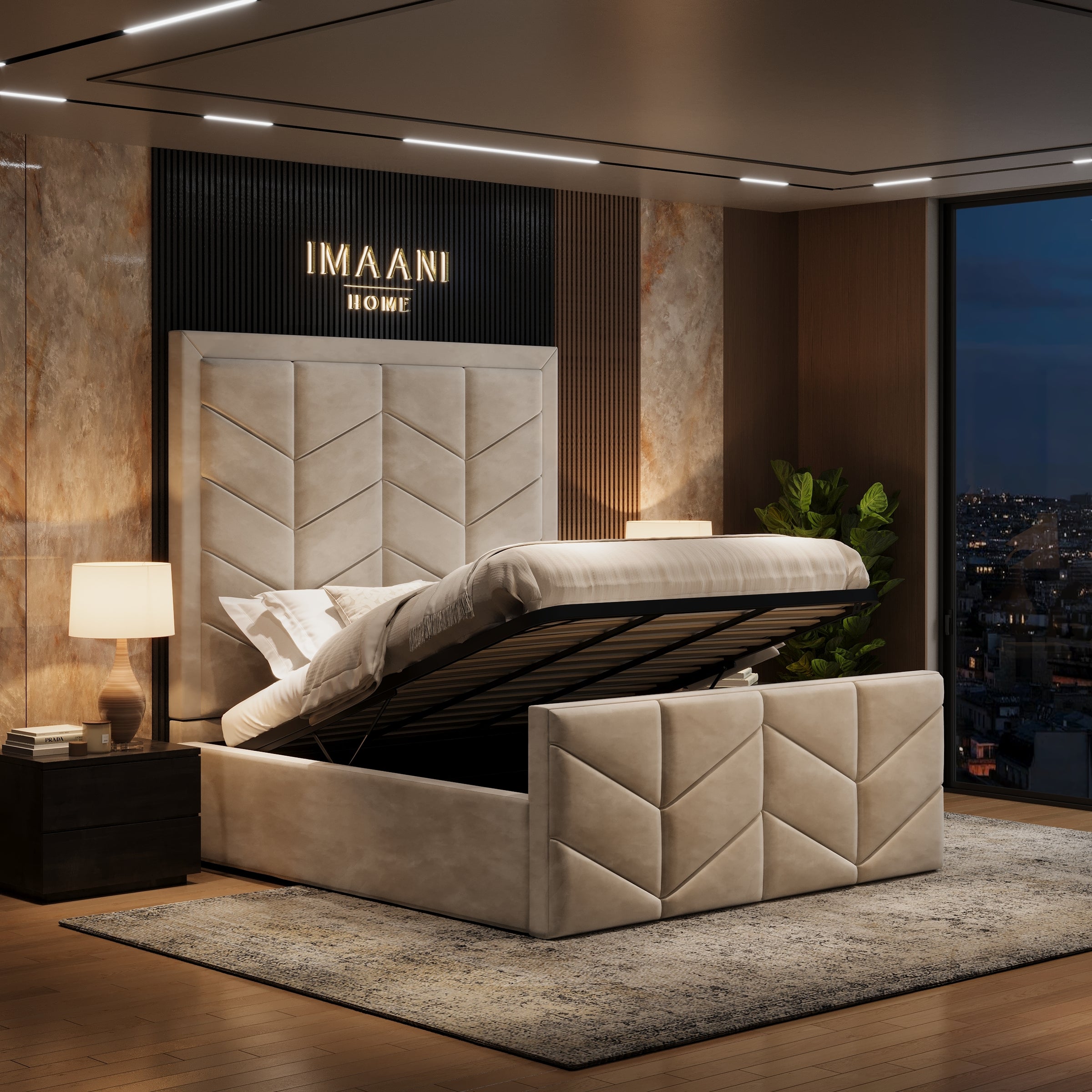 Buckingham High Headboard Ottoman Storage Bed Frame