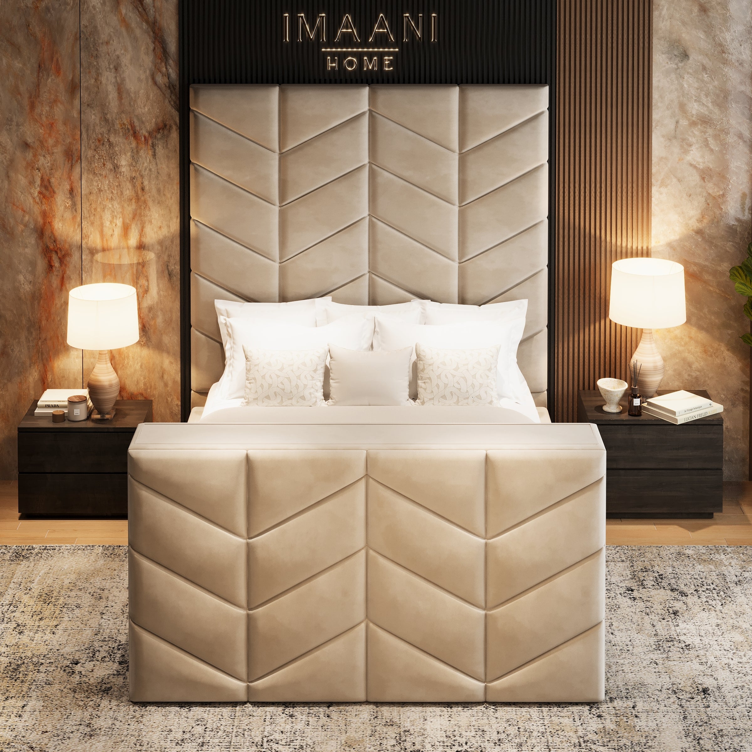 Sandra High Headboard Ottoman Storage TV Bed Frame