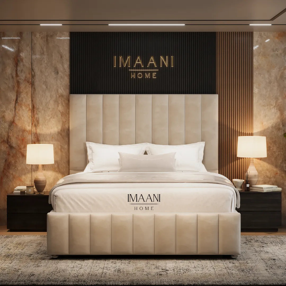 Lined Divan Bed With Floor Standing Headboard Optional Drawers