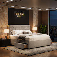 Jenna Grey Fabric Upholstered Divan Bed with Drawers