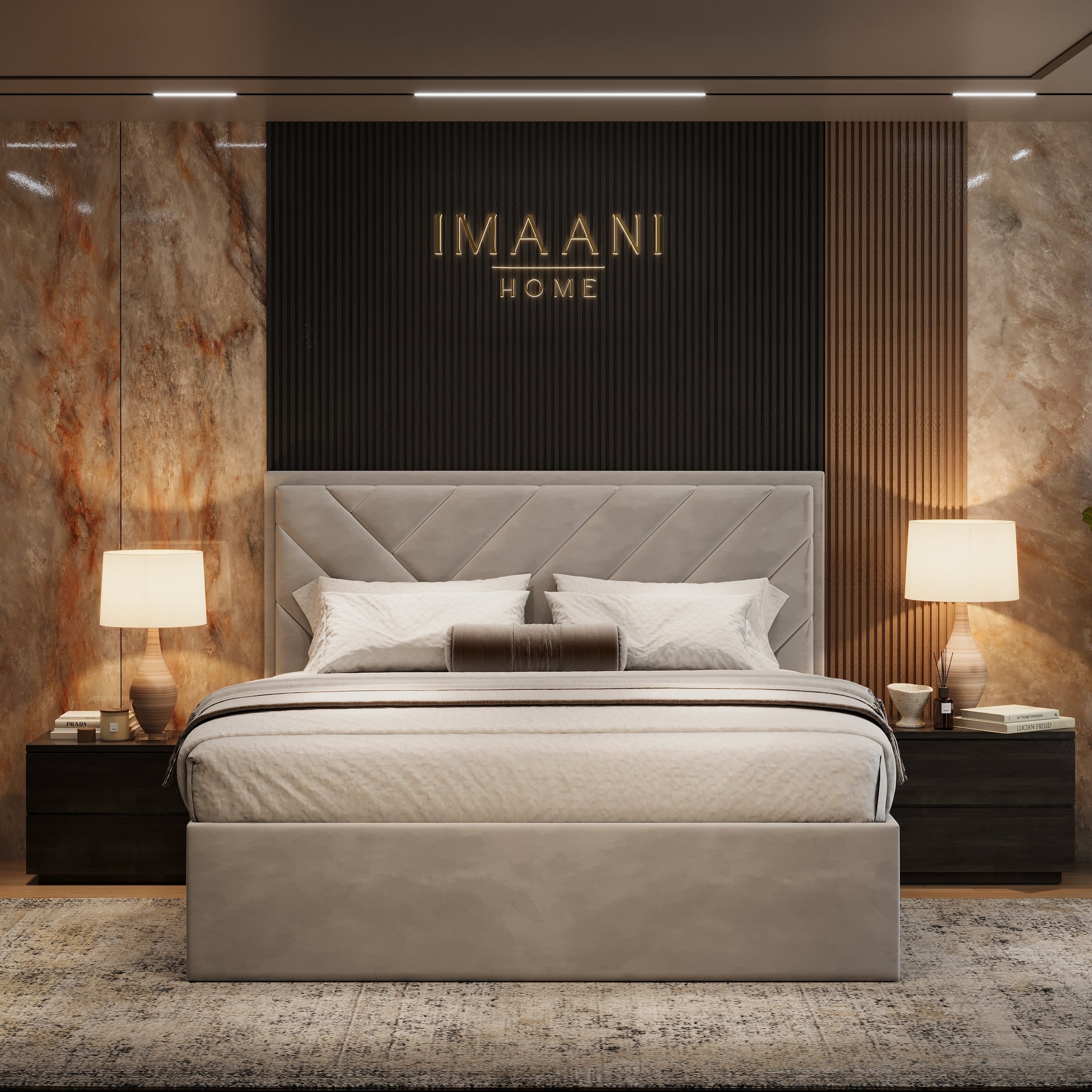 Edward Grey Upholstered Ottoman Storage Bed