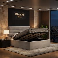 Sorrena Grey Upholstered Ottoman Storage Bed Frame