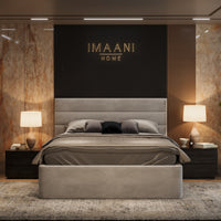 Sorrena Grey Upholstered Ottoman Storage Bed Frame