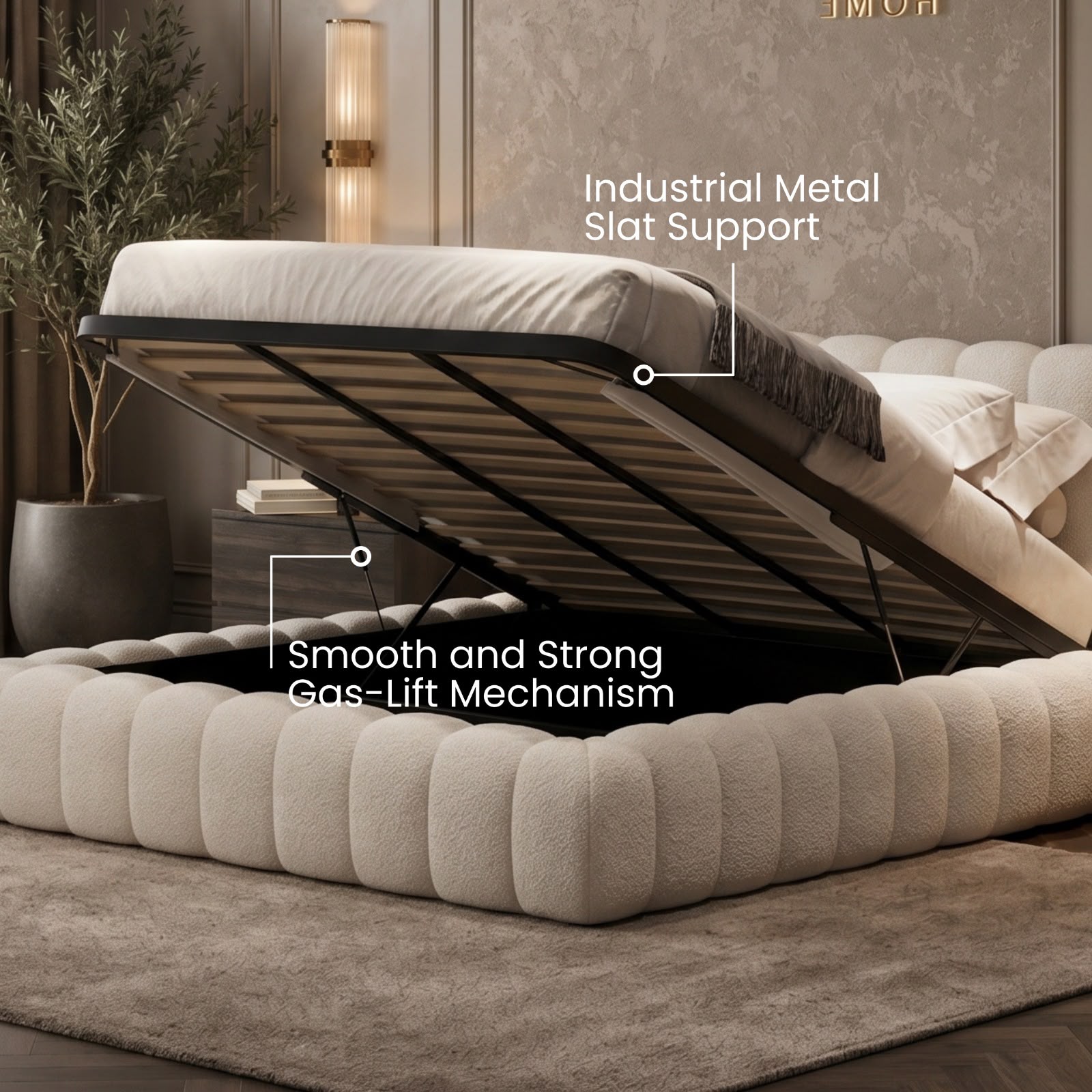Industrial Metal Slat Support With Smooth Gas-Lift Mechanism