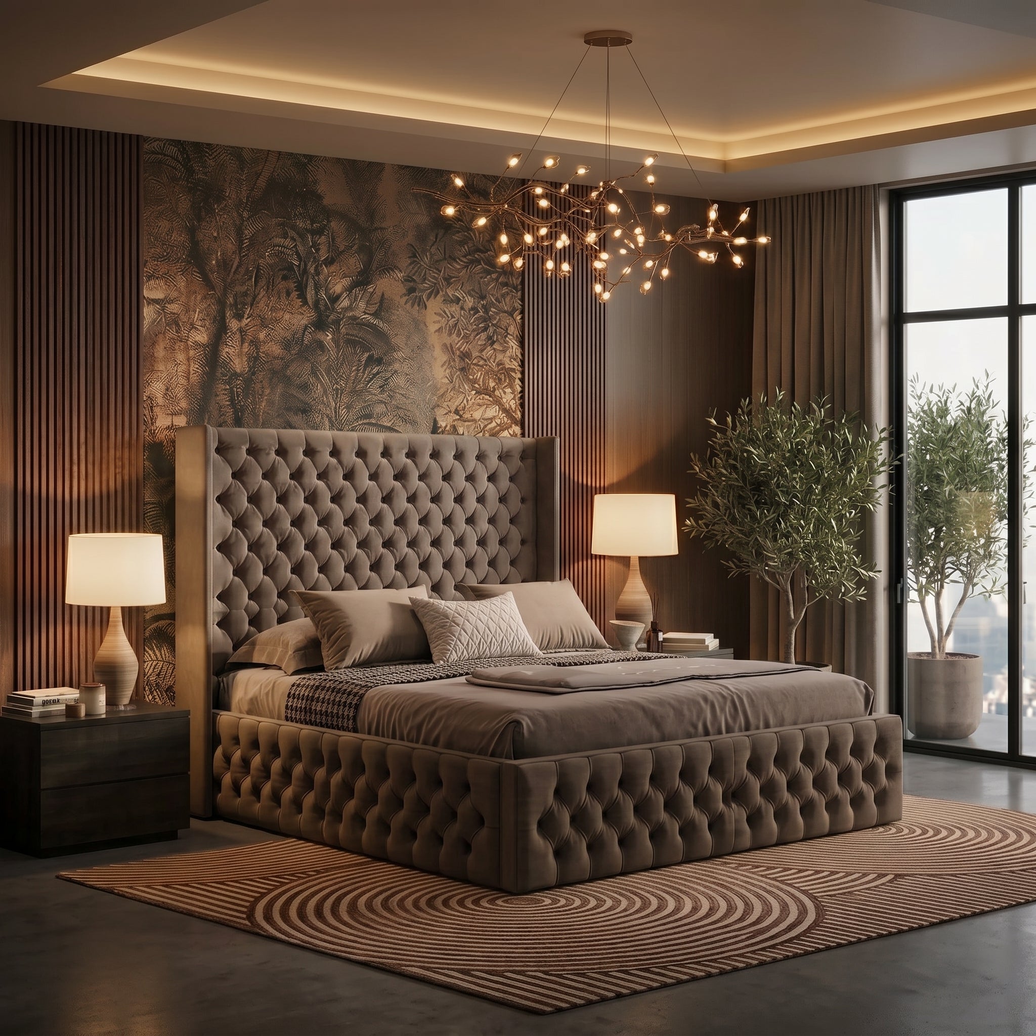 Sutton Wingback Chesterfield High Headboard Bed Frame