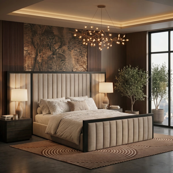 Enzo High Headboard Upholstered Bed Frame