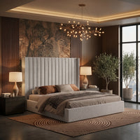 Victoria Wingback High Headboard Upholstered Bed Frame