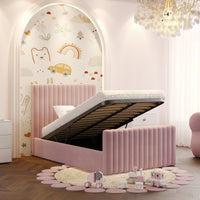Eden Pink Upholstered Ottoman Storage Kids Bed Frame