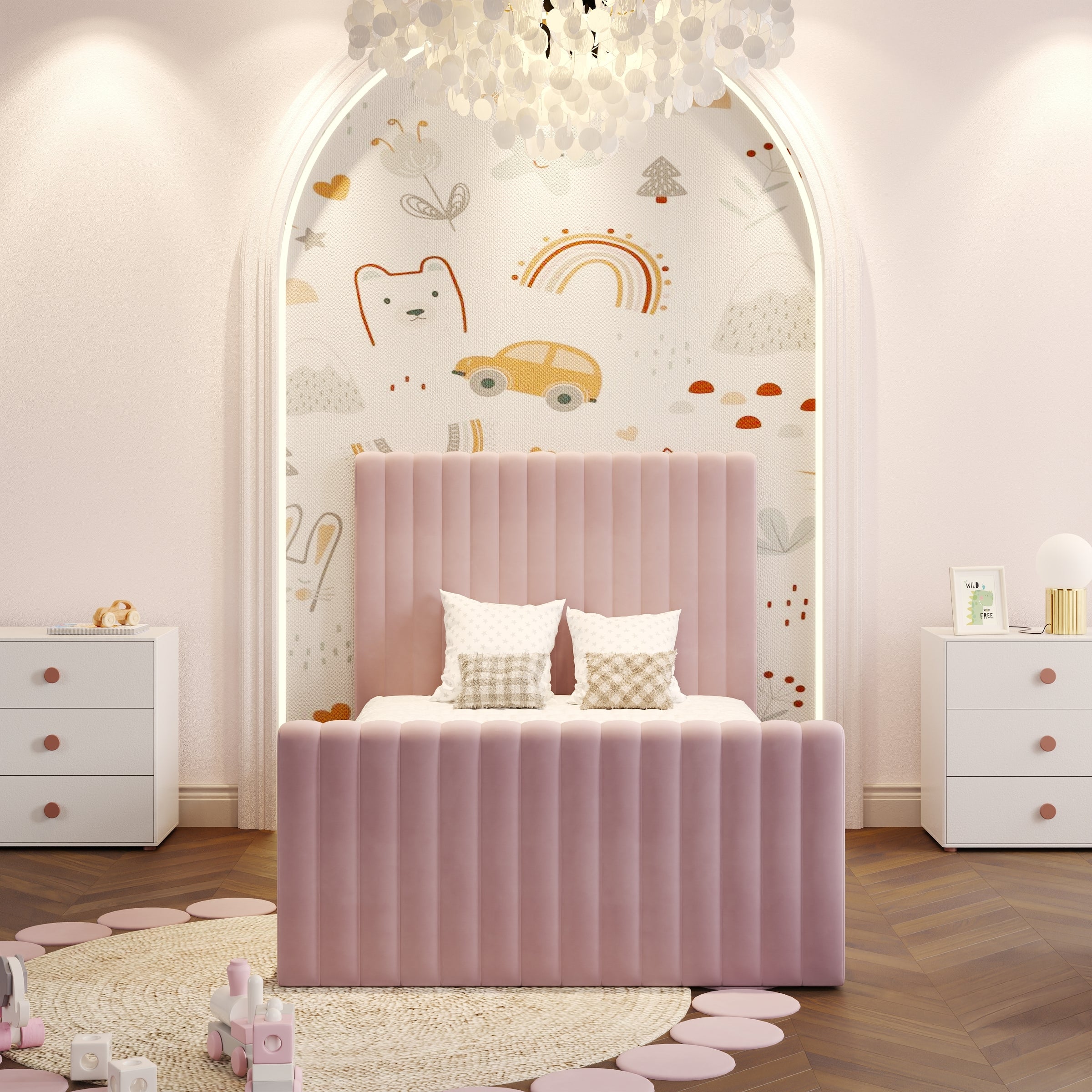 Eden Pink Upholstered Ottoman Storage Kids Bed Frame