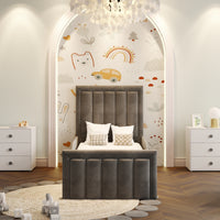 Robin Grey Upholstered Ottoman Storage Kids Bed Frame
