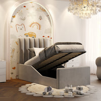 Eva Mink Panel Headboard Ottoman Storage Kids Bed Frame
