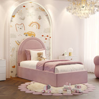 Lillian Pink Curved Headboard Kids Ottoman Storage Bed