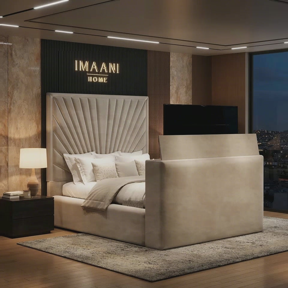 Orianna Upholstered TV Bed Frame with Ottoman Storage